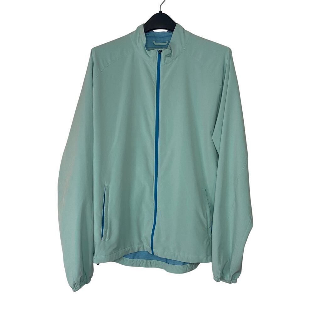 Mens Peter Millar Crown‎ Sports Teal Full Zip Lightweight Golf Jacket Large Gym